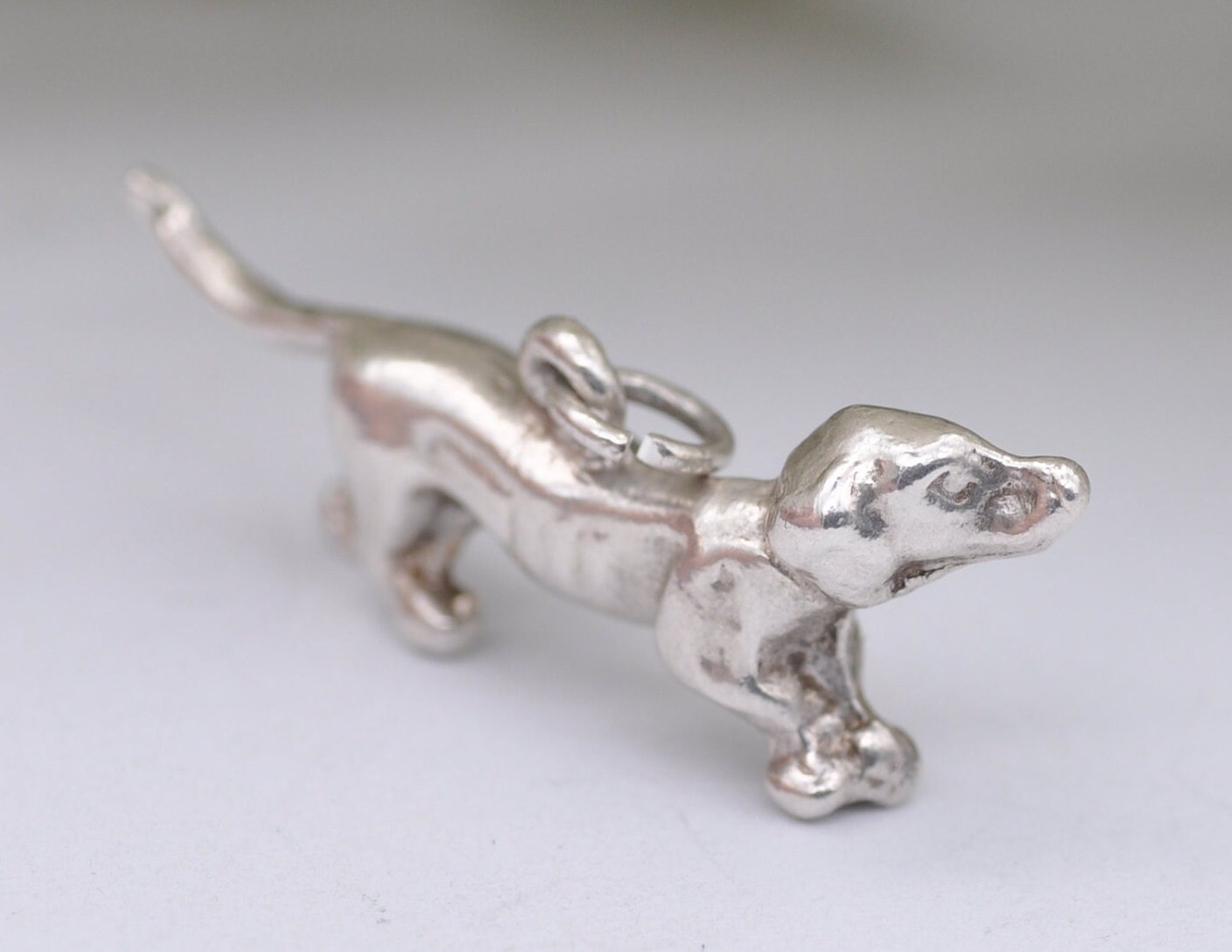 Vintage Sterling Silver Sausage Dog Charm / Pendant - Dachshund / Pet / Dog / Charm Bracelet