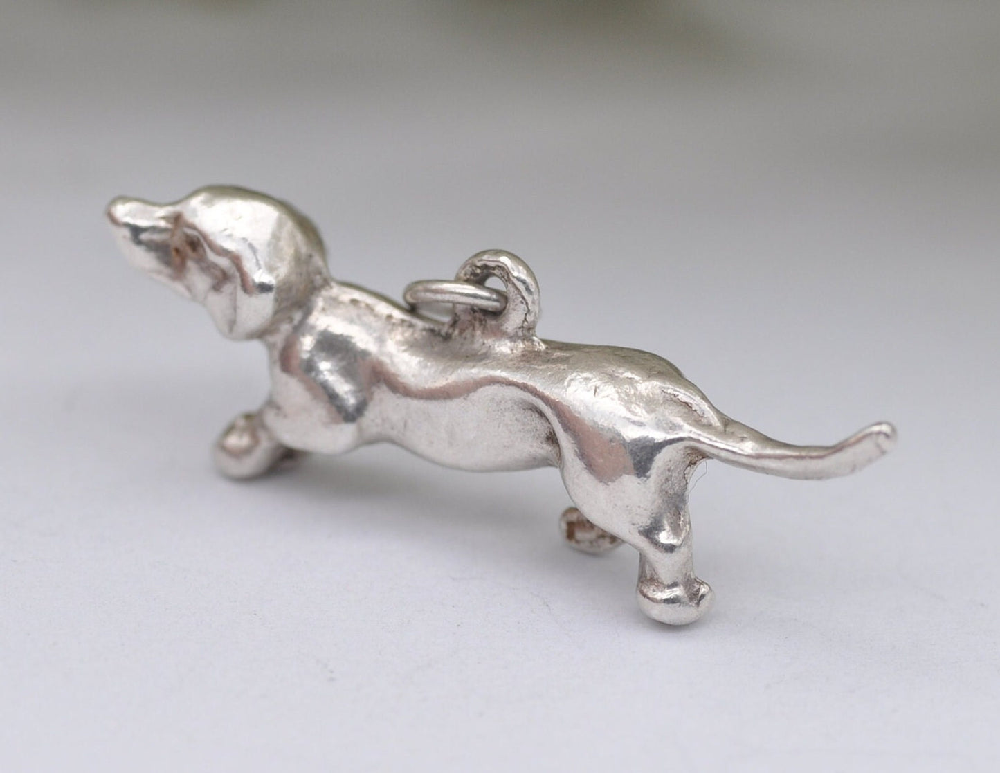Vintage Sterling Silver Sausage Dog Charm / Pendant - Dachshund / Pet / Dog / Charm Bracelet