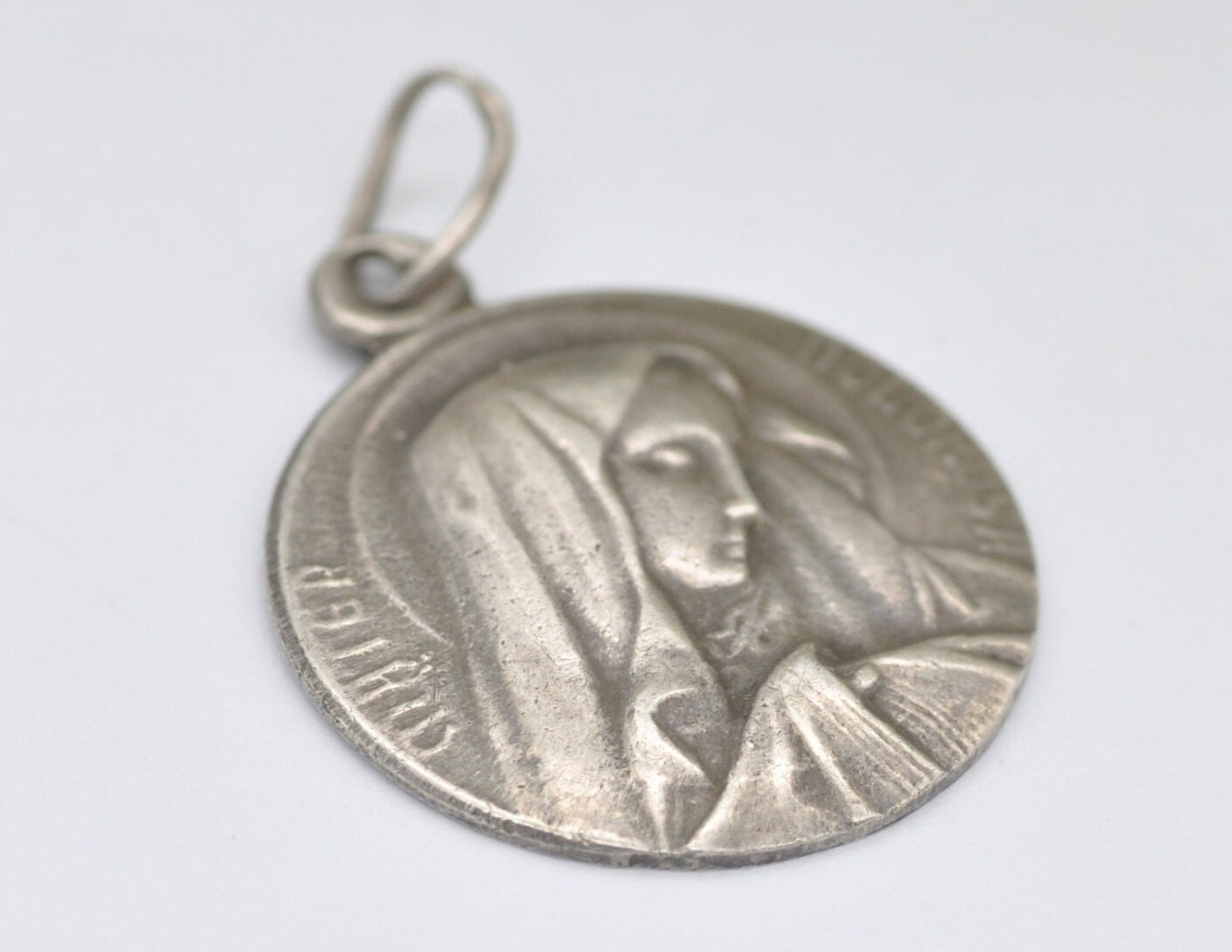 Vintage 800 Silver Mary Charm / Pendant - Religious / Sorrowful Mother / Mater Dolorosa / Jerusalem