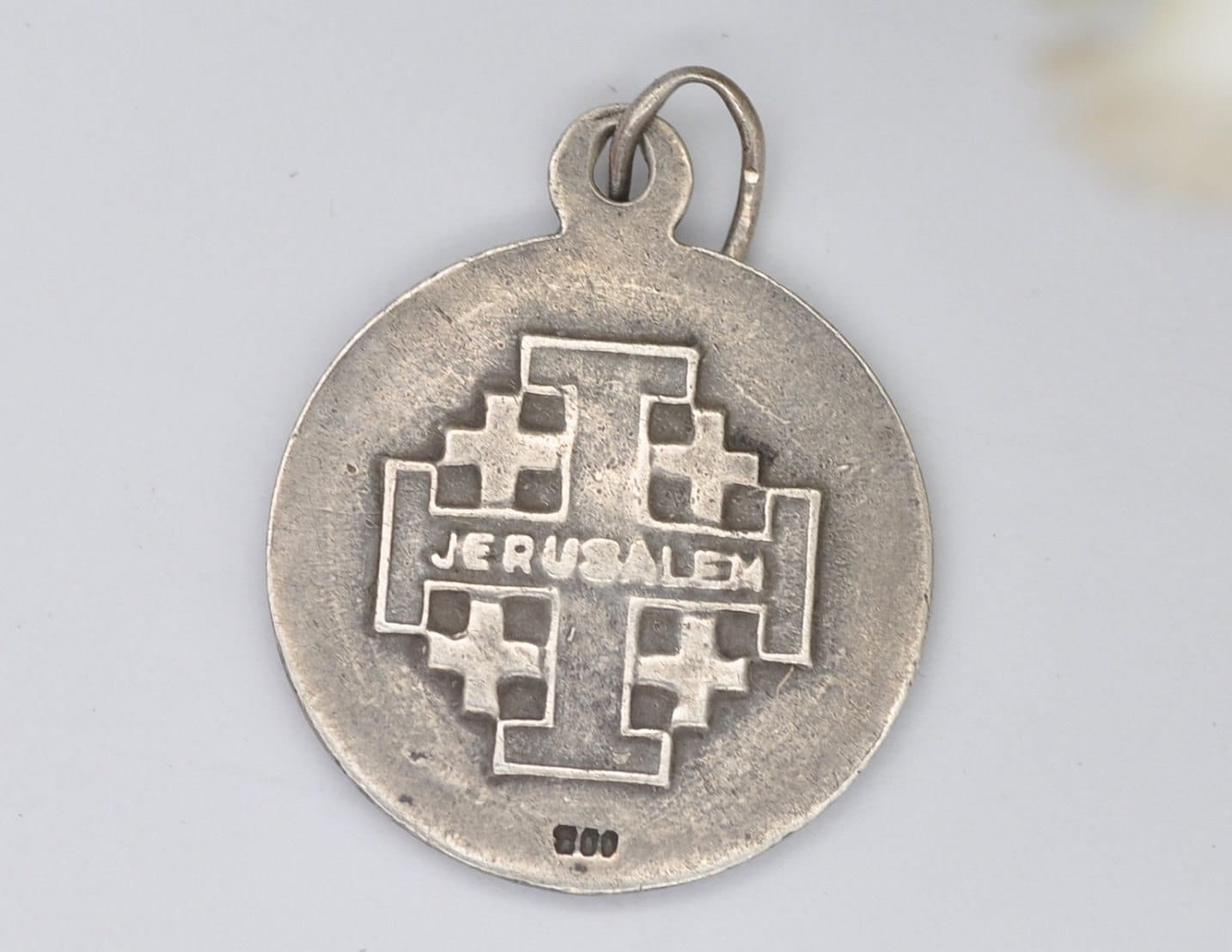 Vintage 800 Silver Mary Charm / Pendant - Religious / Sorrowful Mother / Mater Dolorosa / Jerusalem