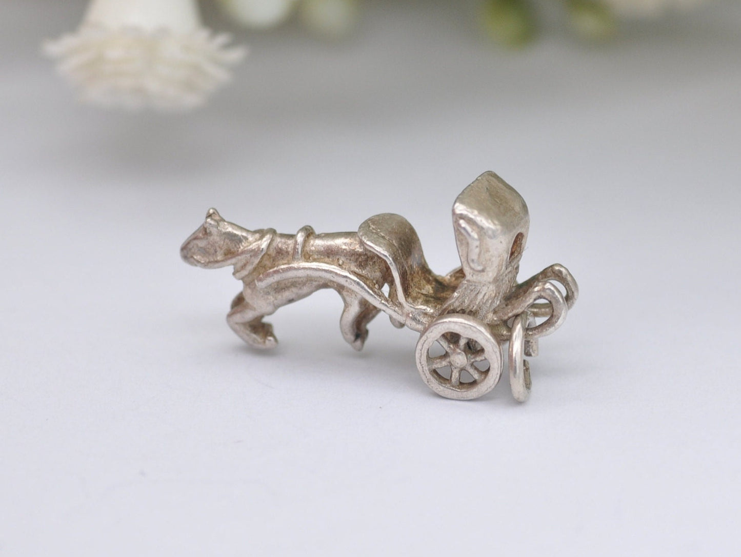 Vintage Sterling Silver Horse and Carriage Charm / Pendant - Animal / Nature / Charm Bracelet