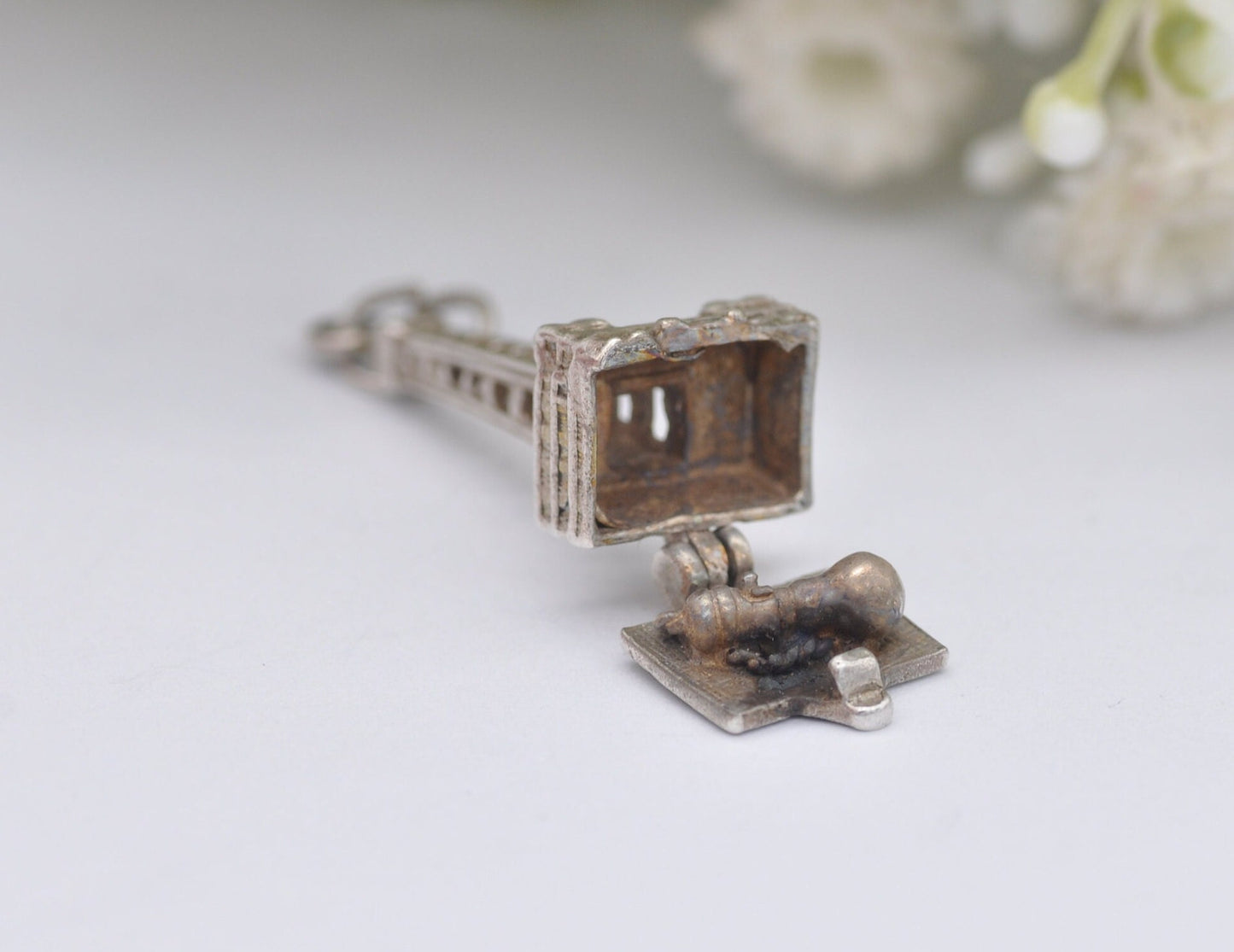 Vintage Sterling Silver Opening Blackpool Tower Charm / Pendant - Light Bulb / Articulated / Tourist / Holiday / Charm Bracelet
