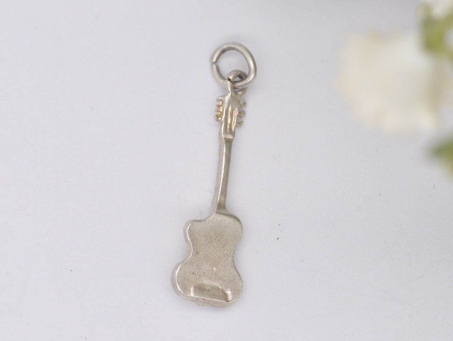 Vintage Sterling Silver Electric Guitar Charm / Pendant - Instrument / Strings / Music / Charm Bracelet