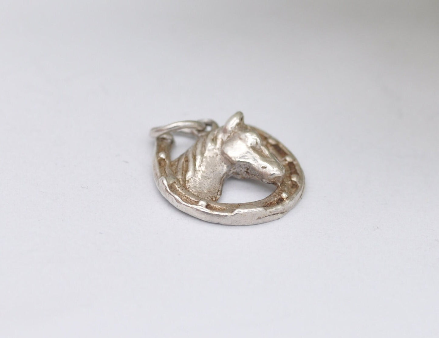 Vintage Sterling Silver Horse in Horseshoe Charm / Pendant - Horse Shoe / Lucky / Horses / Animal / Charm Bracelet