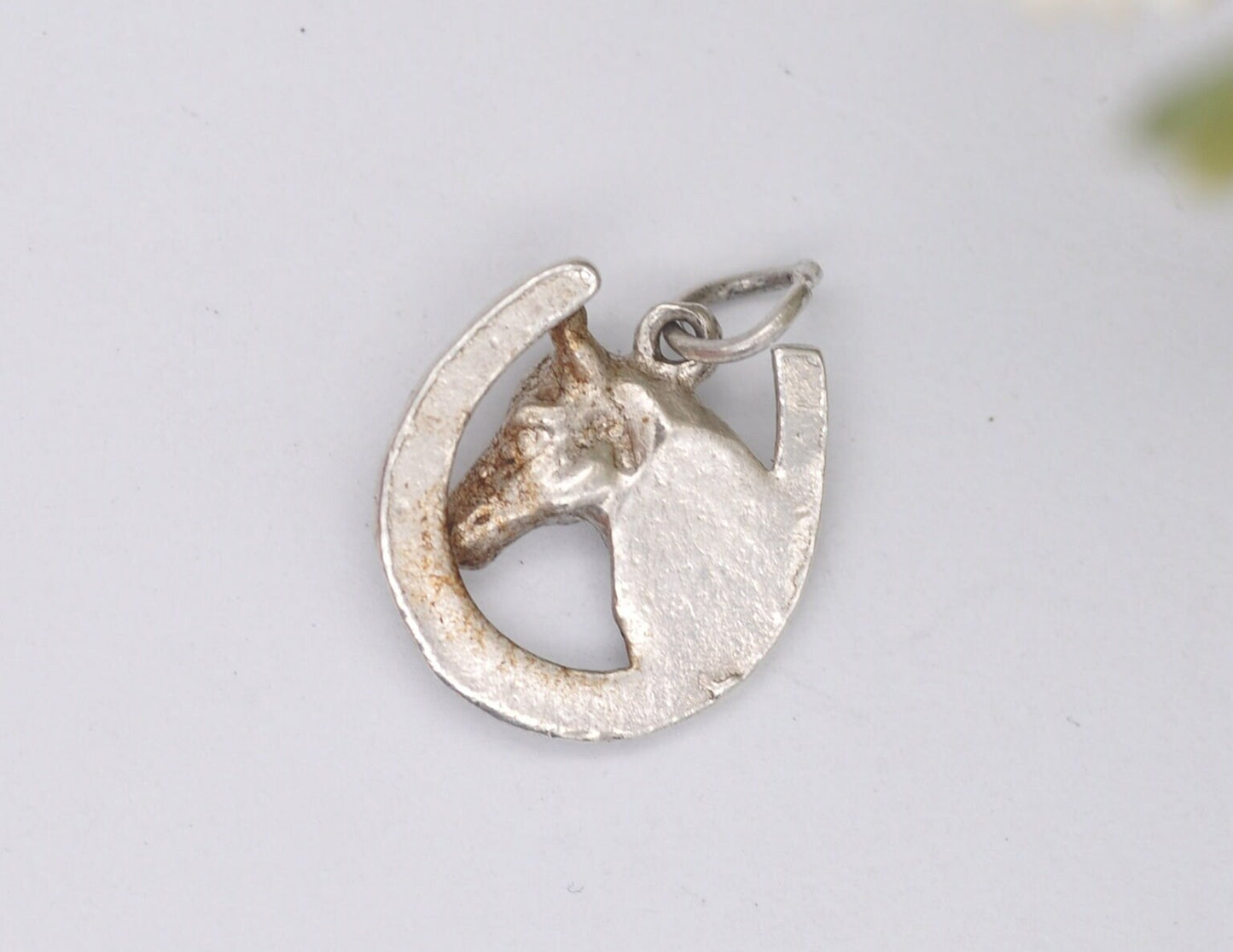 Vintage Sterling Silver Horse in Horseshoe Charm / Pendant - Horse Shoe / Lucky / Horses / Animal / Charm Bracelet