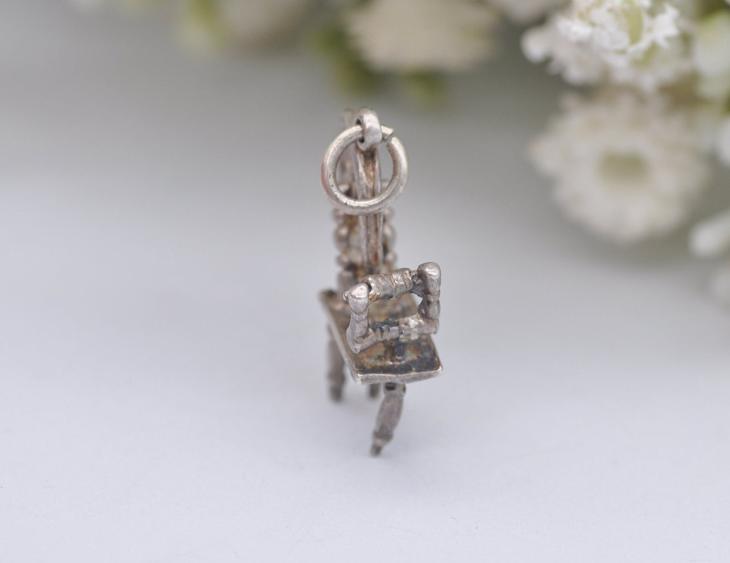 Vintage Silver Spinning Wheel Charm / Pendant - Disney / Sleeping Beauty / Charm Bracelet / Aurora / Detailed