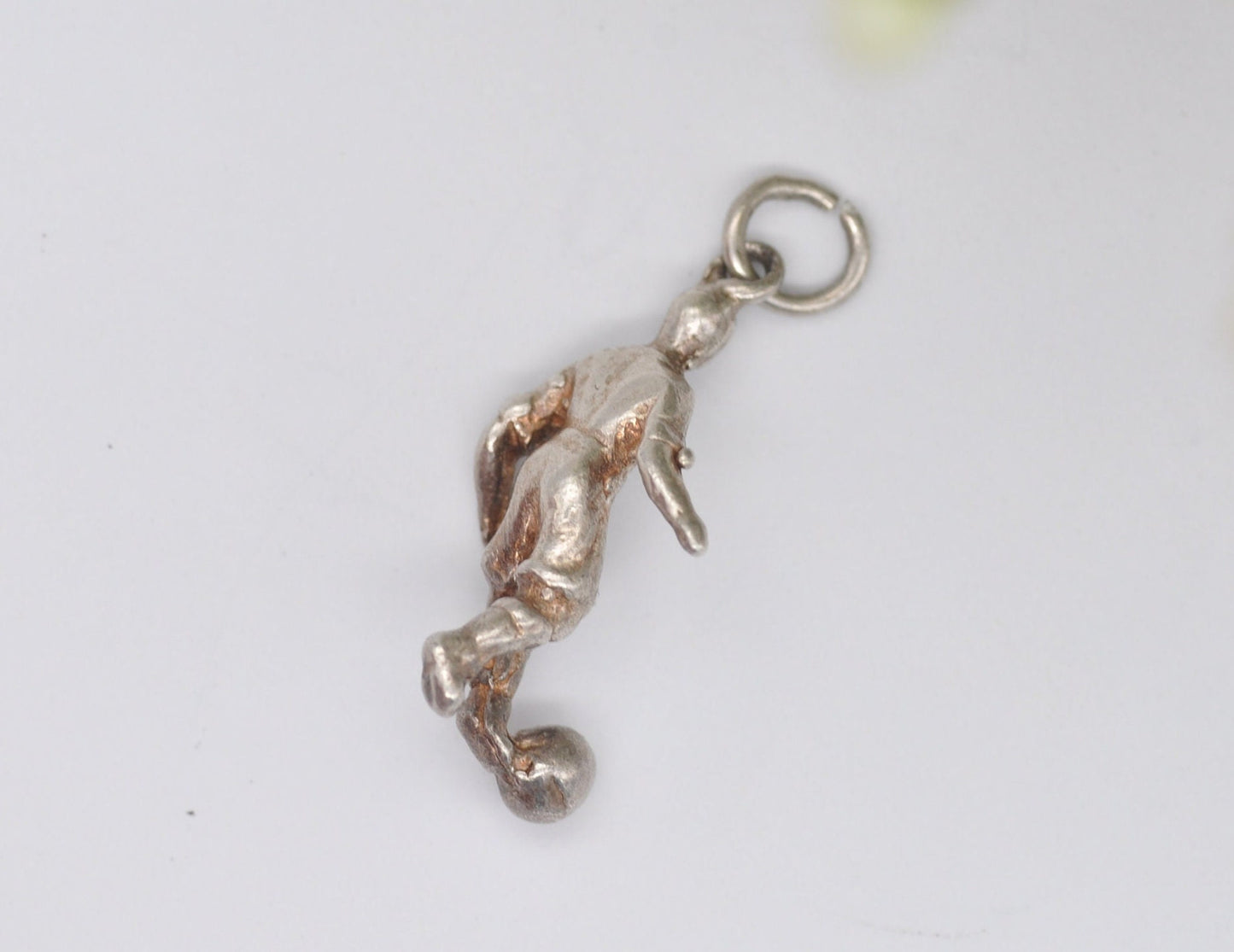 Vintage Sterling Silver Footballer Charm / Pendant - Sport / Soccer / Football / Charm Bracelet