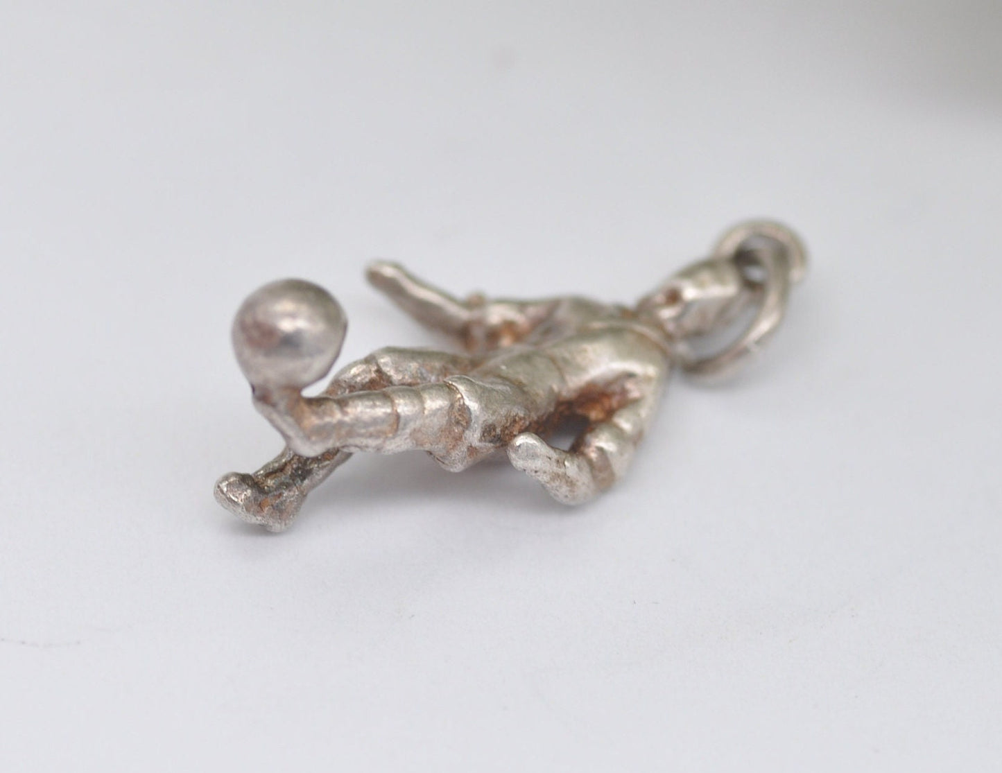 Vintage Sterling Silver Footballer Charm / Pendant - Sport / Soccer / Football / Charm Bracelet