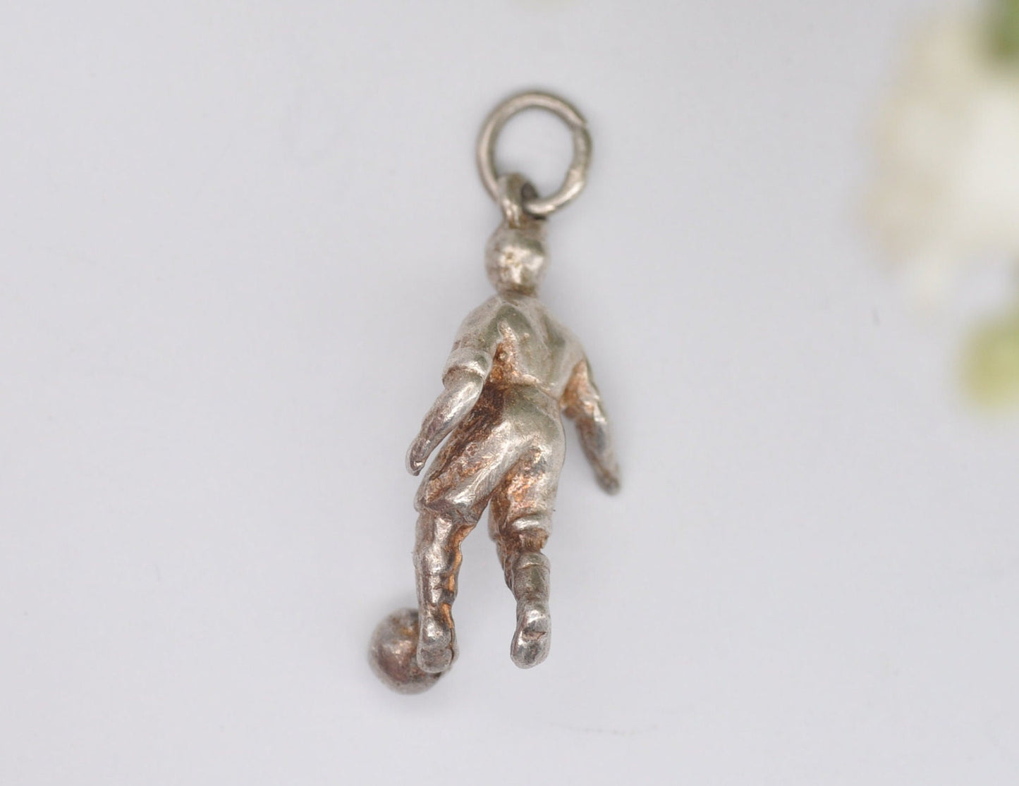 Vintage Sterling Silver Footballer Charm / Pendant - Sport / Soccer / Football / Charm Bracelet