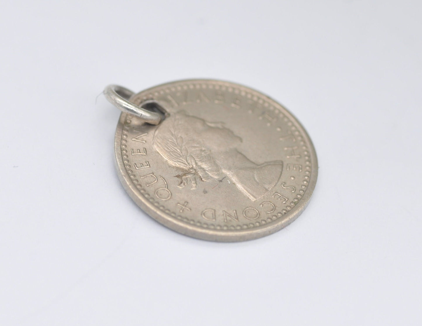 Vintage New Zealand Elizabeth II 3d Threepence Coin Charm / Pendant - 1957 / 3 Pence / Queen / English / British / Royalty / Charm Bracelet