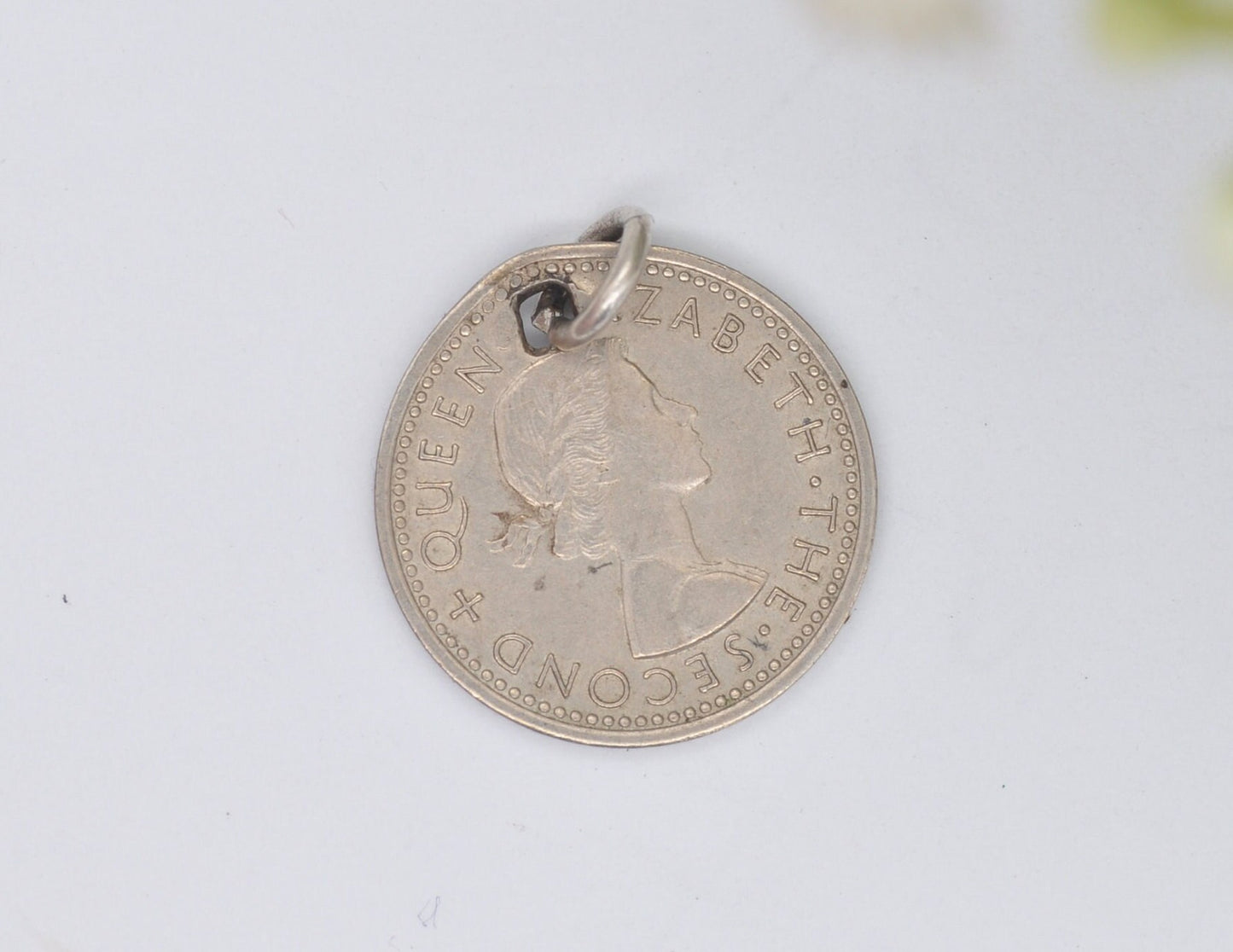 Vintage New Zealand Elizabeth II 3d Threepence Coin Charm / Pendant - 1957 / 3 Pence / Queen / English / British / Royalty / Charm Bracelet