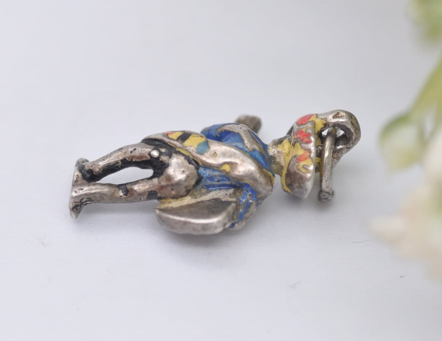 Vintage Sterling Silver Mariachi Charm / Pendant - Mexican Guitarist / Guitar / Instrument / Strings / Music / Charm Bracelet / Enamel