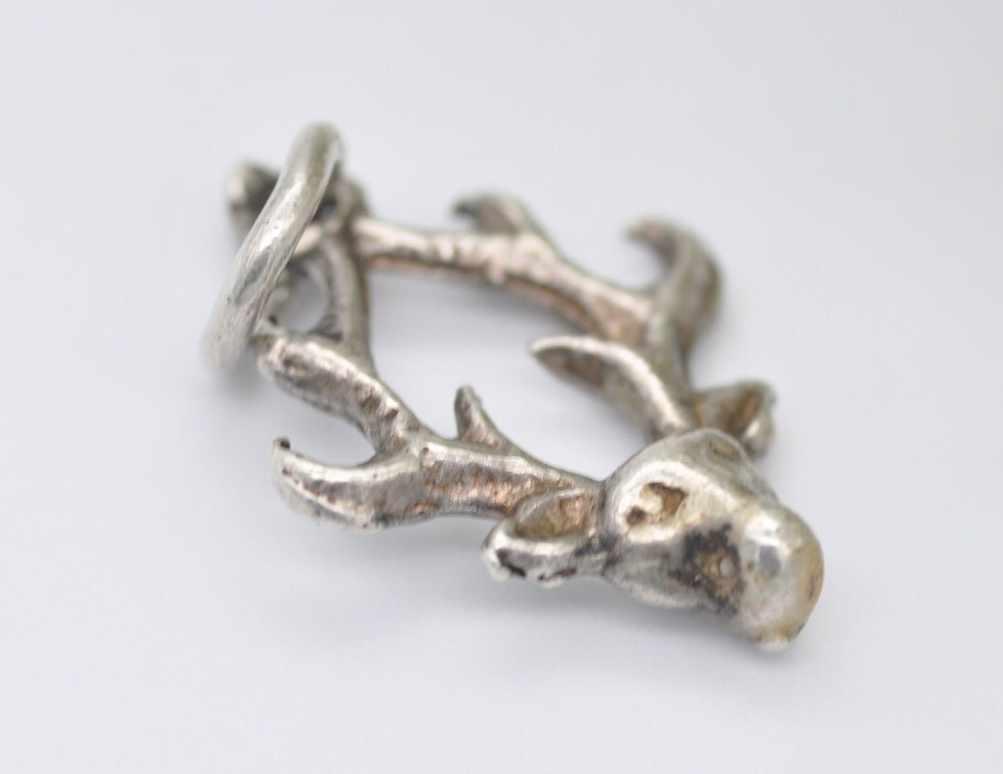 Vintage Sterling Silver Stag Head Charm / Pendant - Deer / Scottish / Antlers / Woodland / Animal / Charm Bracelet