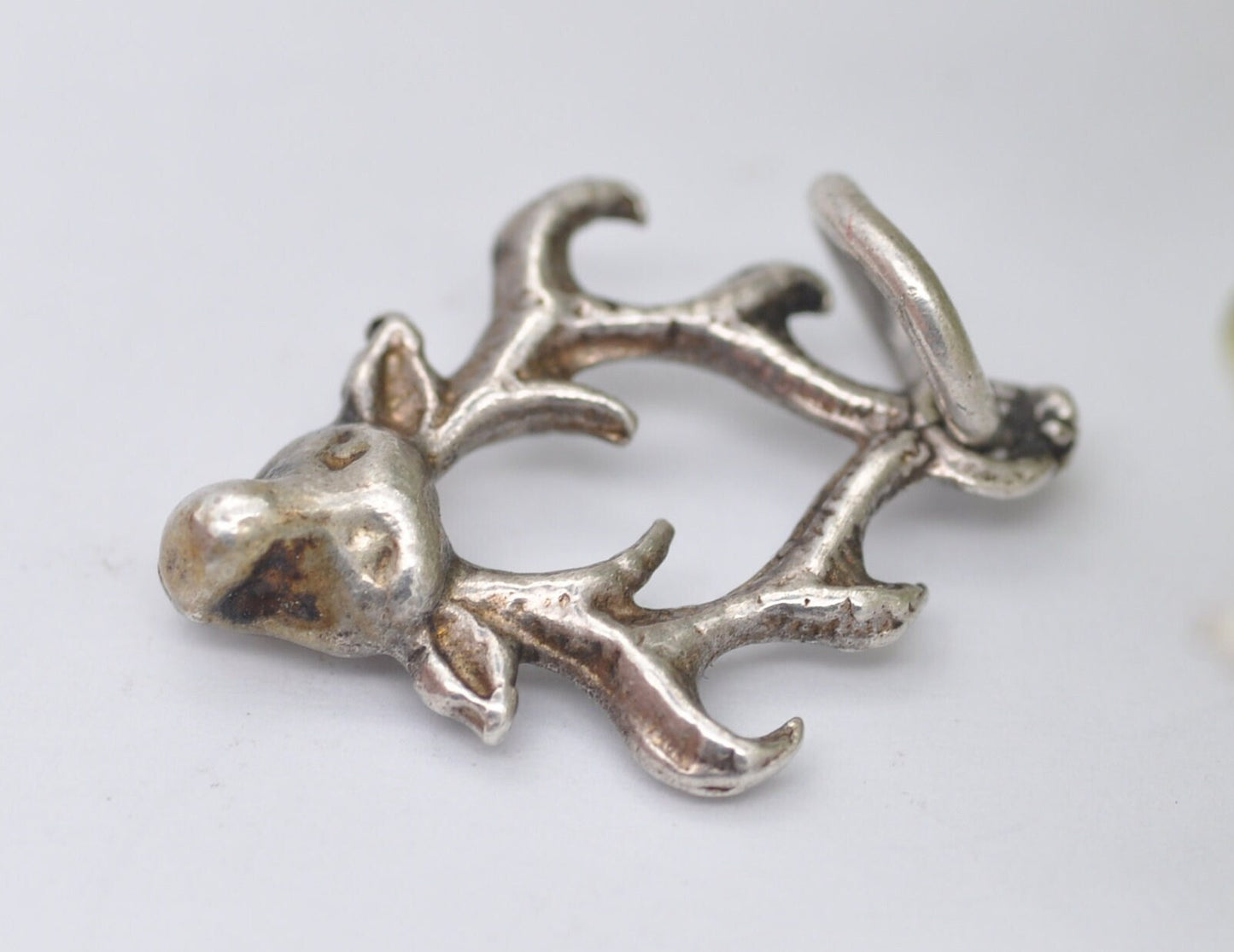 Vintage Sterling Silver Stag Head Charm / Pendant - Deer / Scottish / Antlers / Woodland / Animal / Charm Bracelet