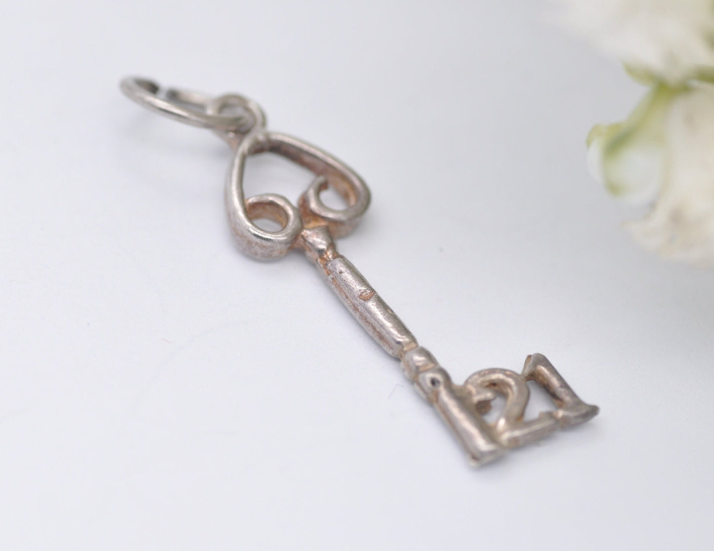 Vintage Sterling Silver 21 Key Charm / Pendant - Birthday / Best Wishes / Door / Charm Bracelet