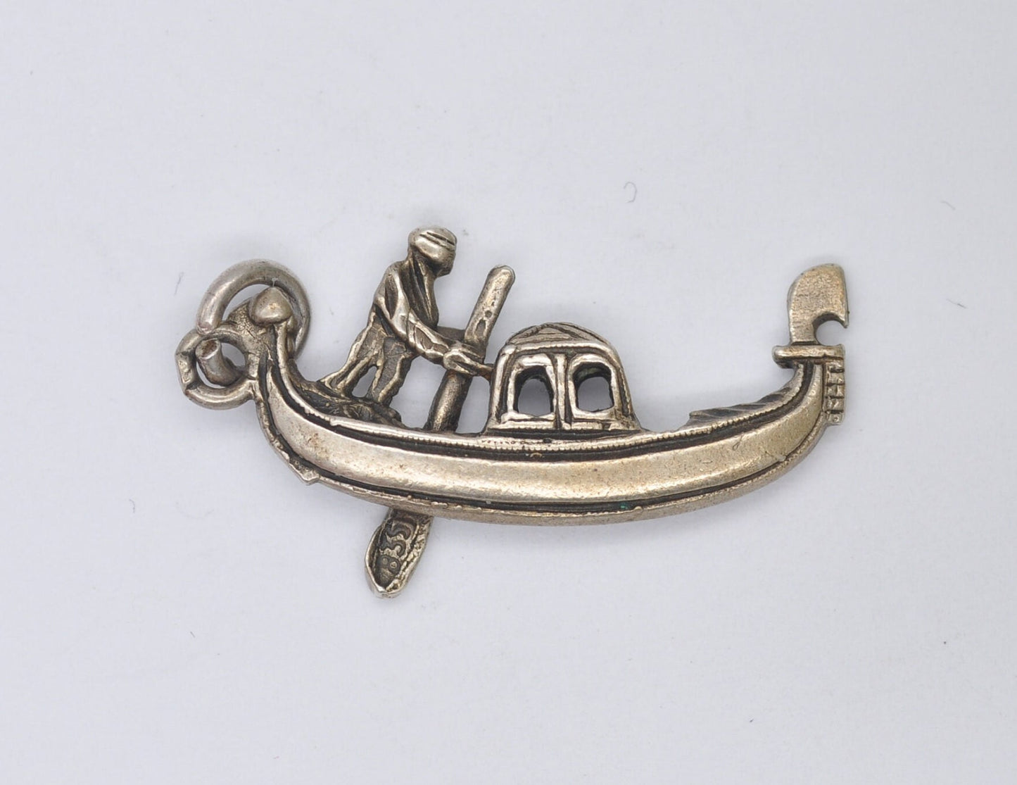 Vintage Silver Gondola Charm - Boat / Venice / Canal / Italy / Detailed / 835 / for Charm Bracelet