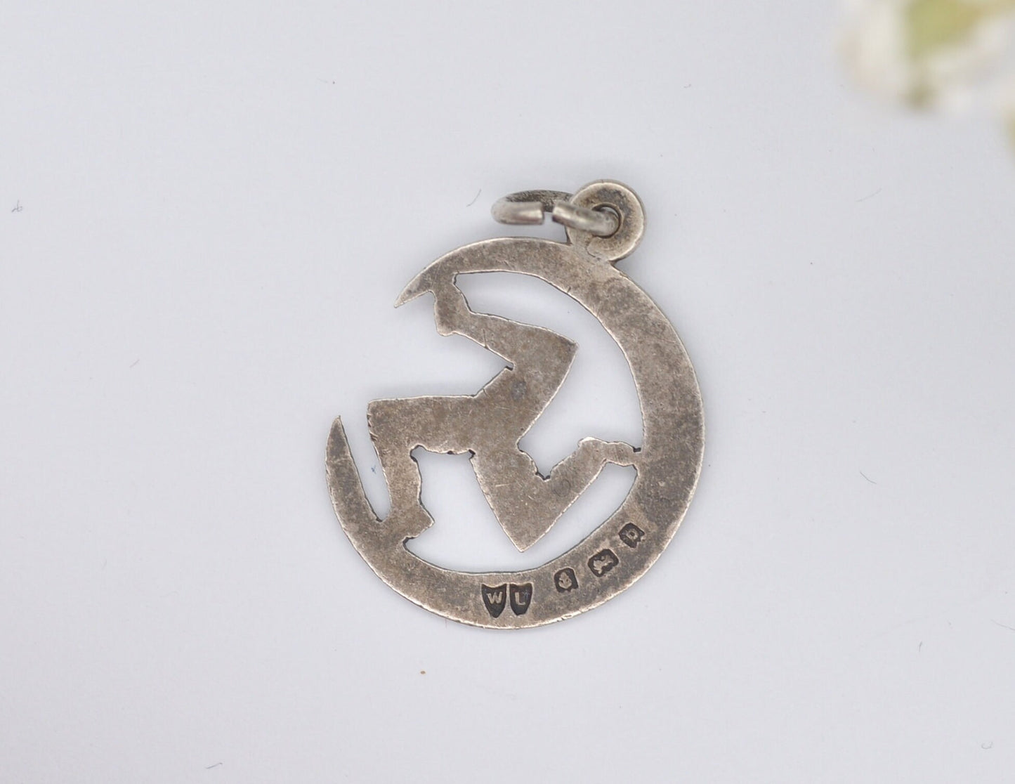 Antique Sterling Silver Isle of Man Souvenir Charm / Pendant - 1901 / England / Tourist / 925 / Charm Bracelet