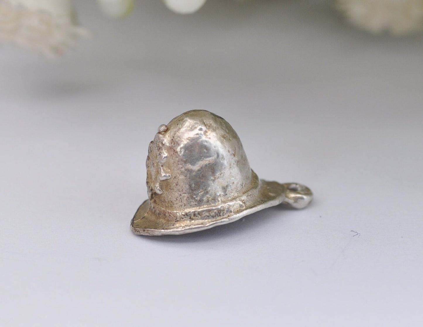 Vintage Sterling Silver Police Helmet Charm / Pendant - Policeman / Law / Hat / Charm Bracelet