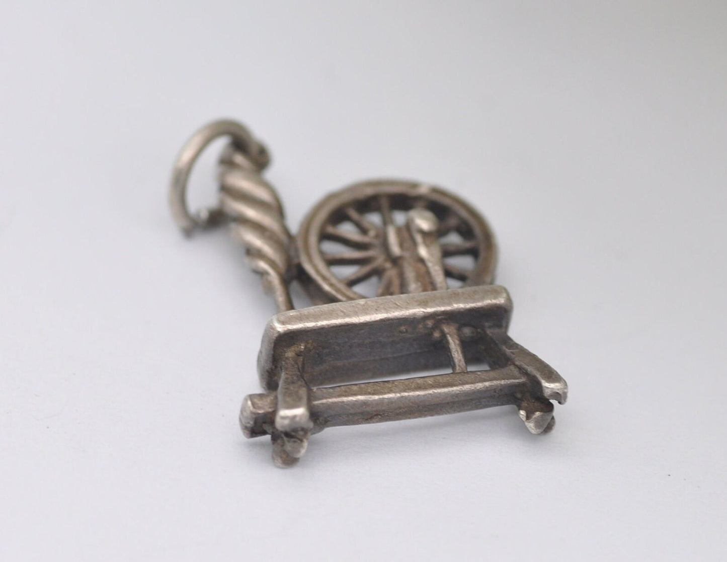 Vintage Silver Spinning Wheel Charm / Pendant - Disney / Sleeping Beauty / Charm Bracelet / Aurora / Detailed
