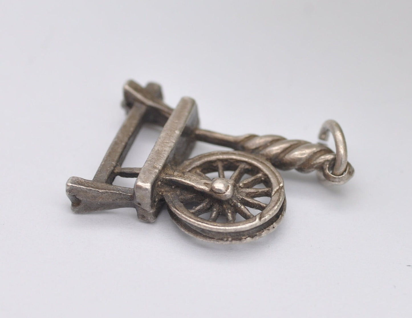 Vintage Silver Spinning Wheel Charm / Pendant - Disney / Sleeping Beauty / Charm Bracelet / Aurora / Detailed
