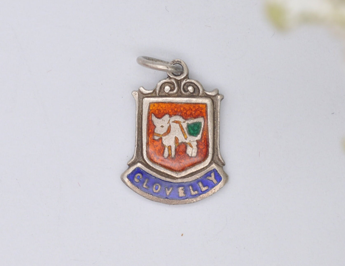 Vintage Sterling Silver Clovelly Enamel Souvenir Charm / Pendant - England / Devon / Tourist / Travel / 925 / Charm Bracelet / Scrap Book