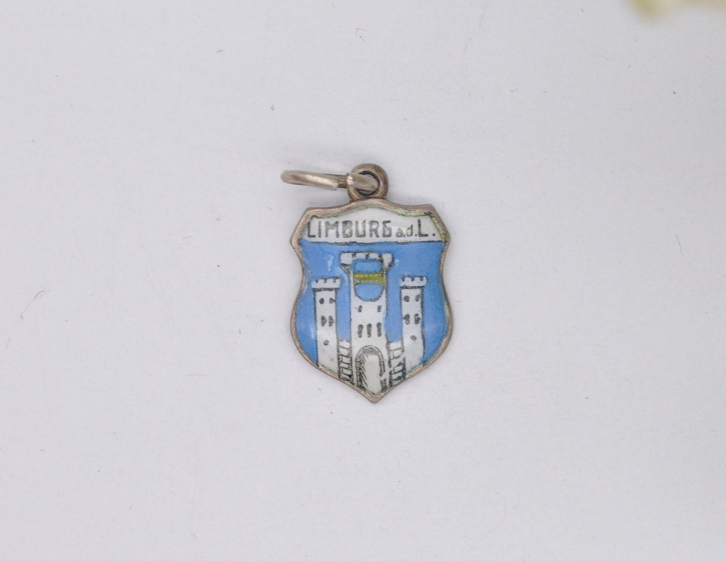 Vintage Silver and Enamel Limburg Souvenir Shield Charm / Pendant - Netherlands / Tourist / Holland / Charm Bracelet / 830 / Scrap Book