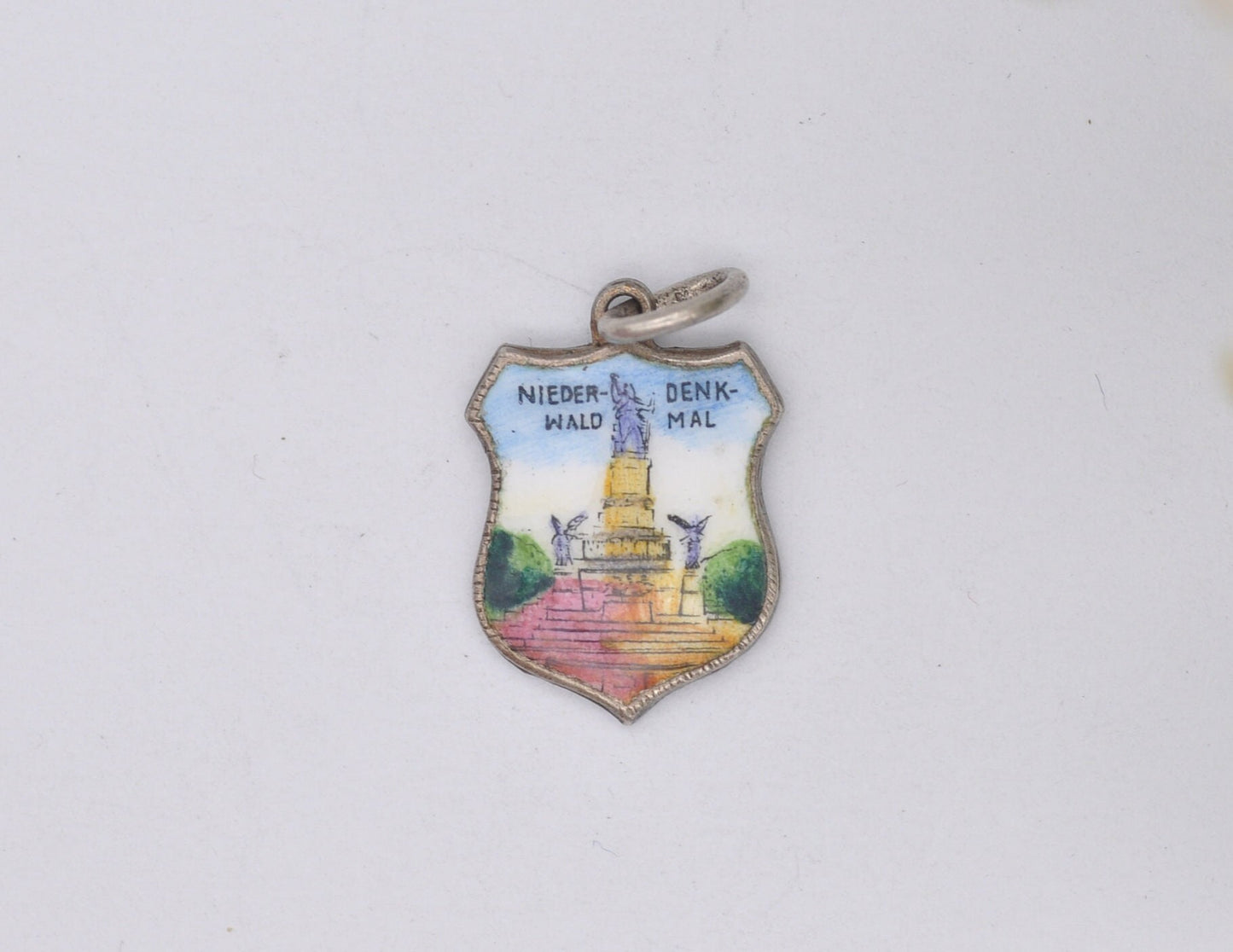 Vintage Silver and Enamel Niederwalddenkmal Souvenir Charm / Pendant - Niederwald Monument / German / Germany / Charm Bracelet / 835