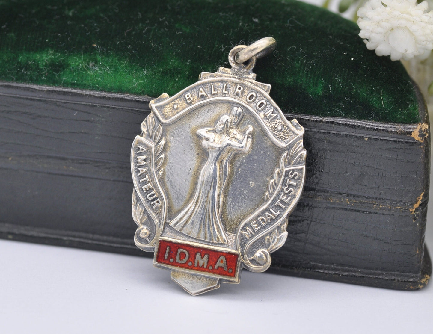 Vintage Sterling Silver Ballroom Dancing Fob - I.D.M.A / Silver Fob / Pocket Watch Fob / Medal / 1949 / 1940s / Hallmark
