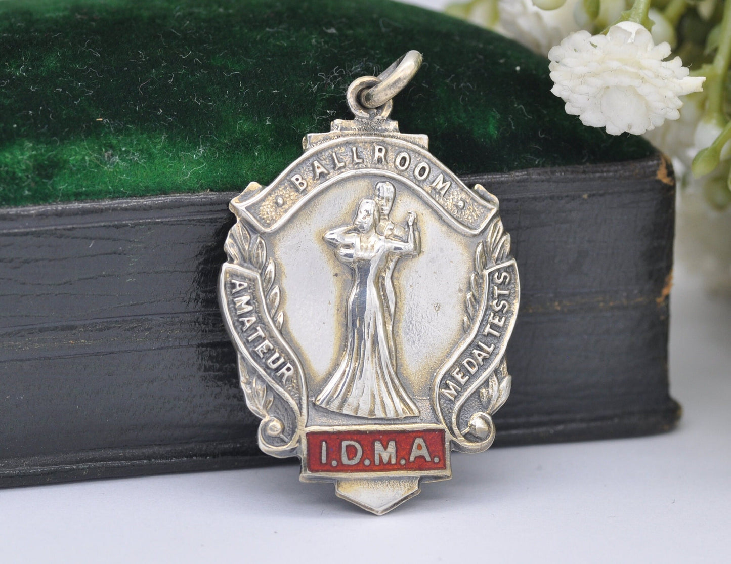 Vintage Sterling Silver Ballroom Dancing Fob - I.D.M.A / Silver Fob / Pocket Watch Fob / Medal / 1949 / 1940s / Hallmark