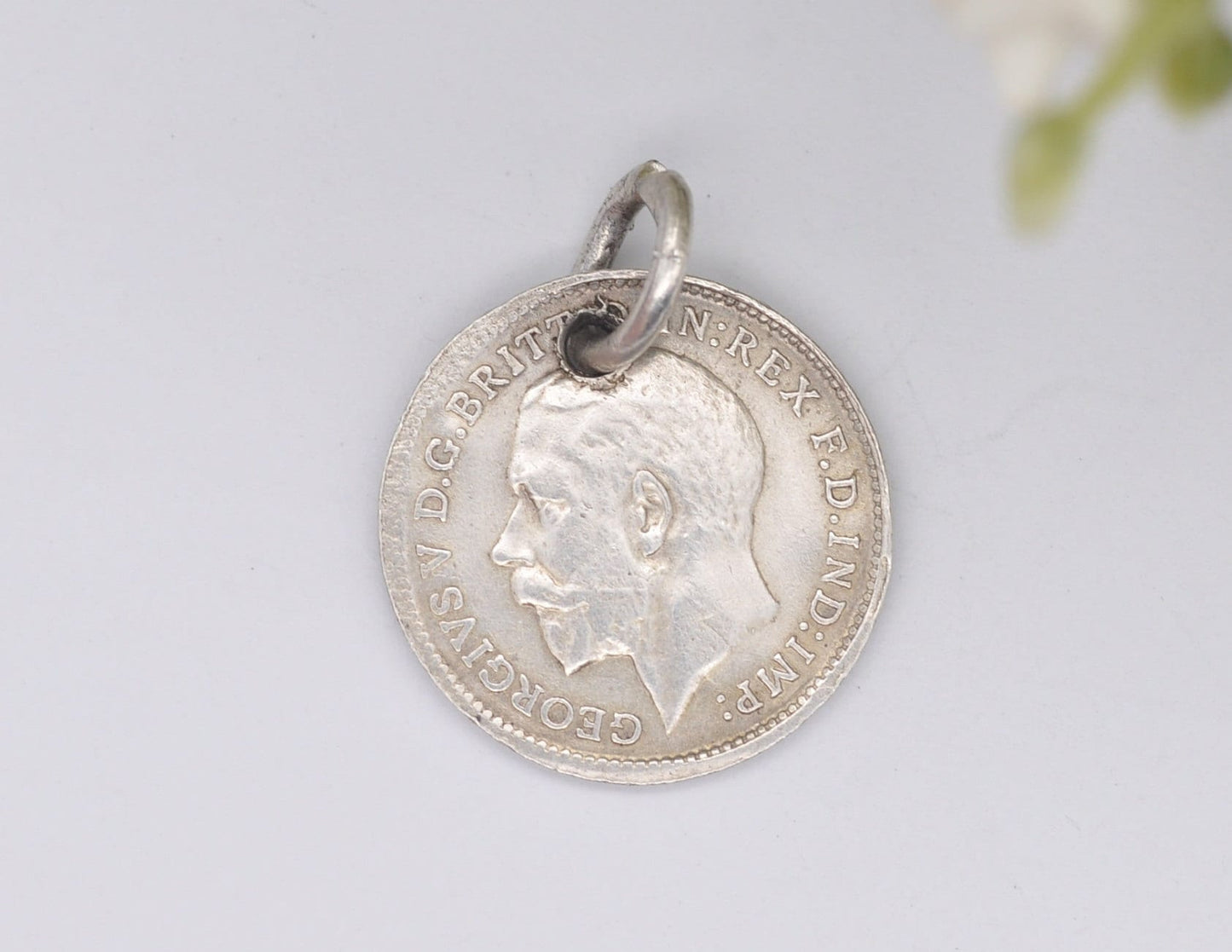 Vintage Silver George V Three Pence 1911 Coin Charm / Pendant - 3 Pence / King / English / British / Royalty / Charm Bracelet