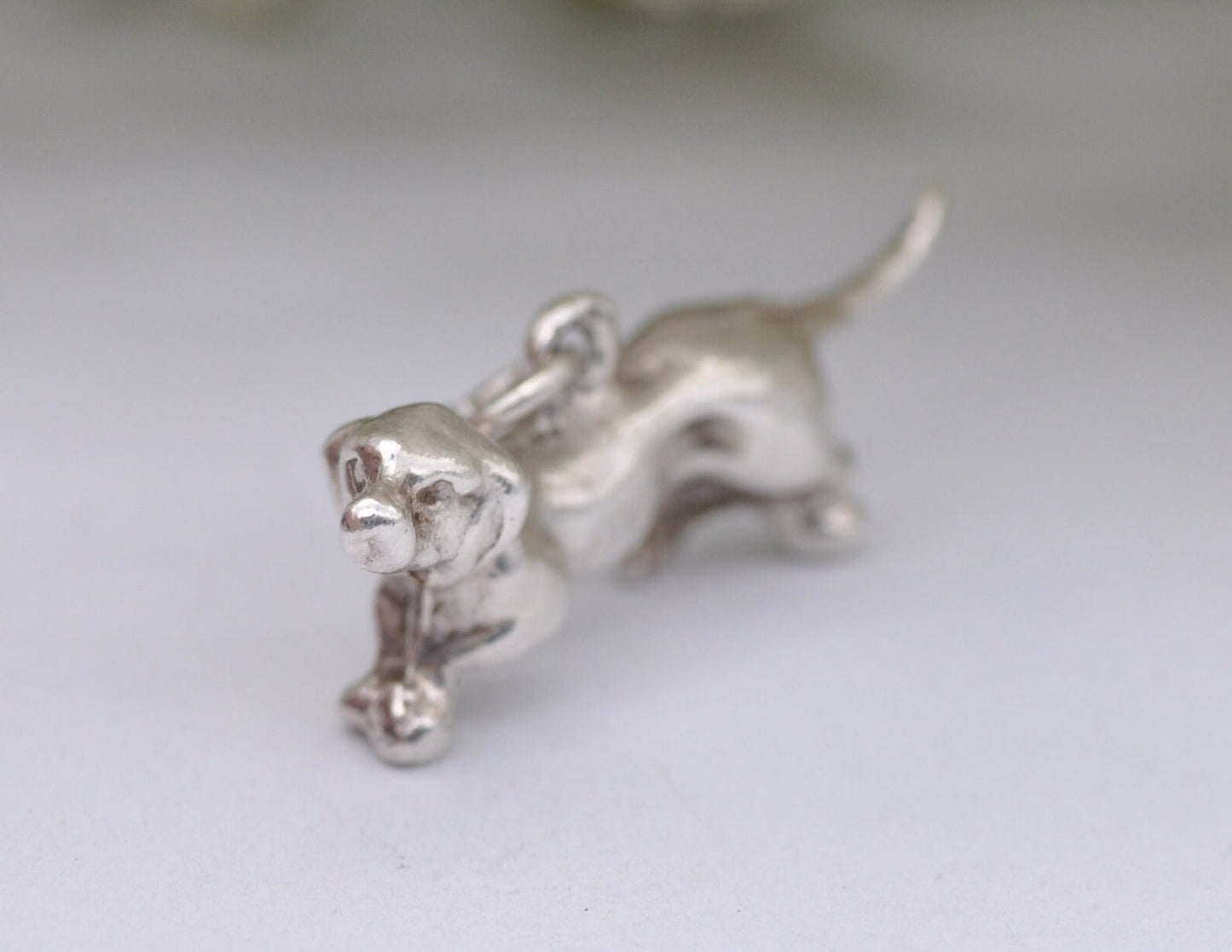 Vintage Sterling Silver Sausage Dog Charm / Pendant - Dachshund / Pet / Dog / Charm Bracelet