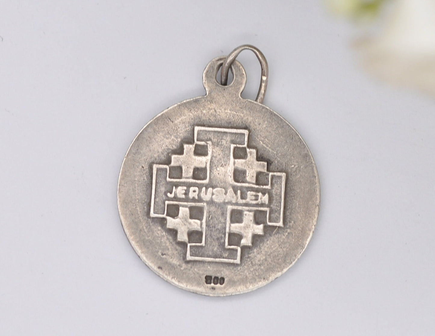 Vintage 800 Silver Mary Charm / Pendant - Religious / Sorrowful Mother / Mater Dolorosa / Jerusalem