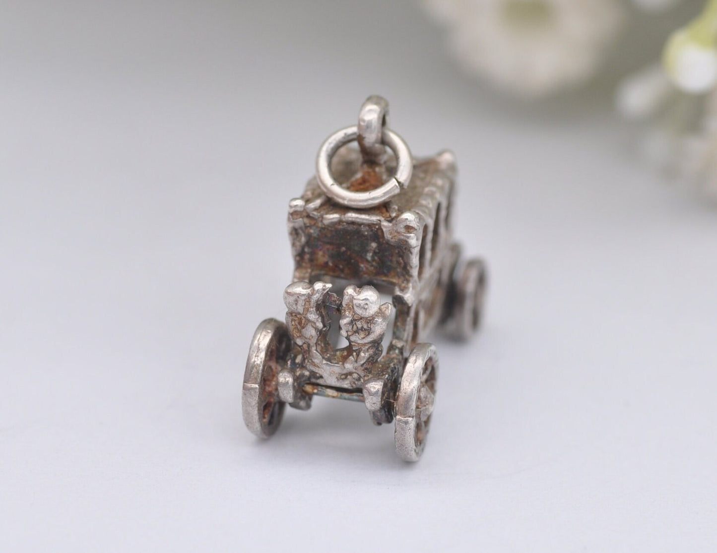 Vintage Sterling Silver The Gold State Coach Charm / Pendant - Royal / Carriage / Car / Hinge / Queen / King / Coronation / Charm Bracelet