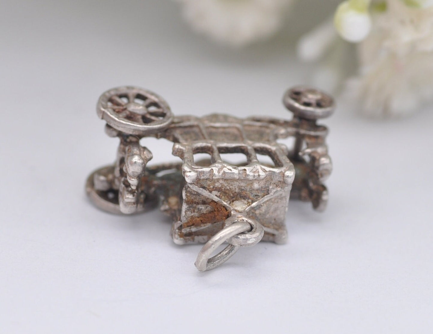 Vintage Sterling Silver The Gold State Coach Charm / Pendant - Royal / Carriage / Car / Hinge / Queen / King / Coronation / Charm Bracelet