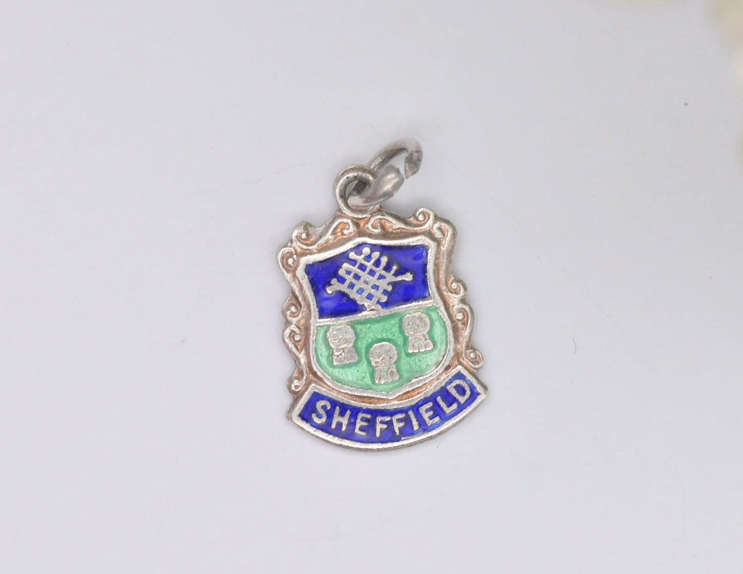 Vintage Sterling Silver Sheffield Enamel Souvenir Shield Charm / Pendant - England / Yorkshire / Tourist / 925 / Charm Bracelet / Scrap Book