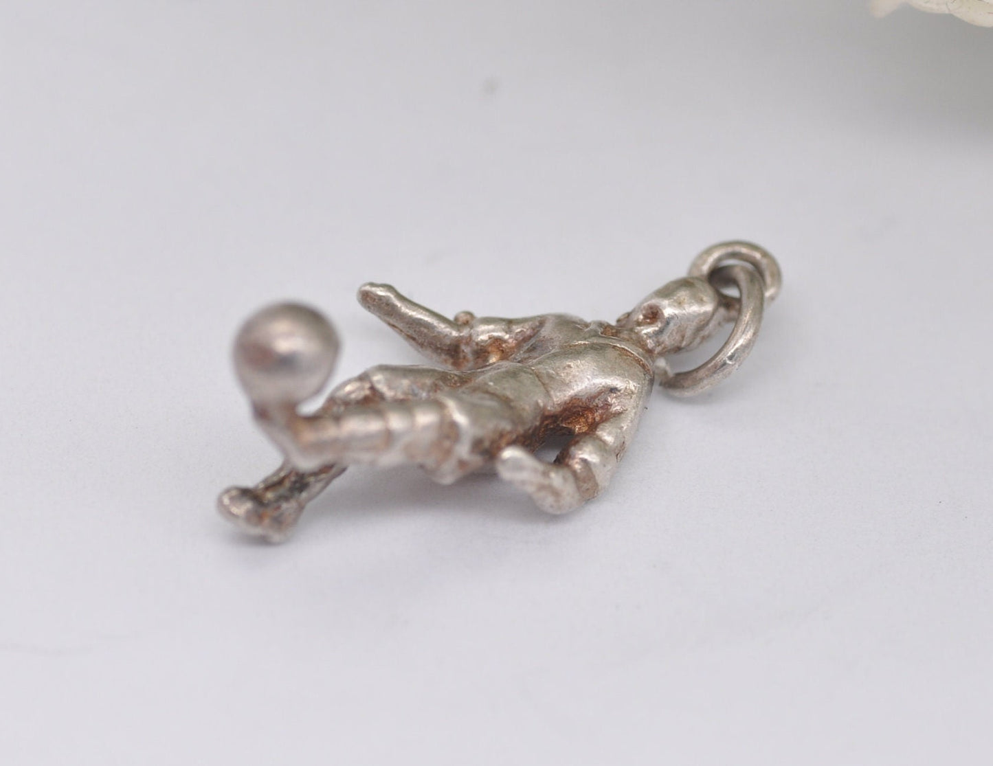 Vintage Sterling Silver Footballer Charm / Pendant - Sport / Soccer / Football / Charm Bracelet