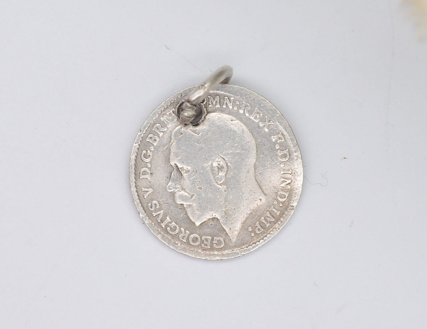 Vintage Silver George V Three Pence 1911 Coin Charm / Pendant - 3 Pence / King / English / British / Royalty / Charm Bracelet