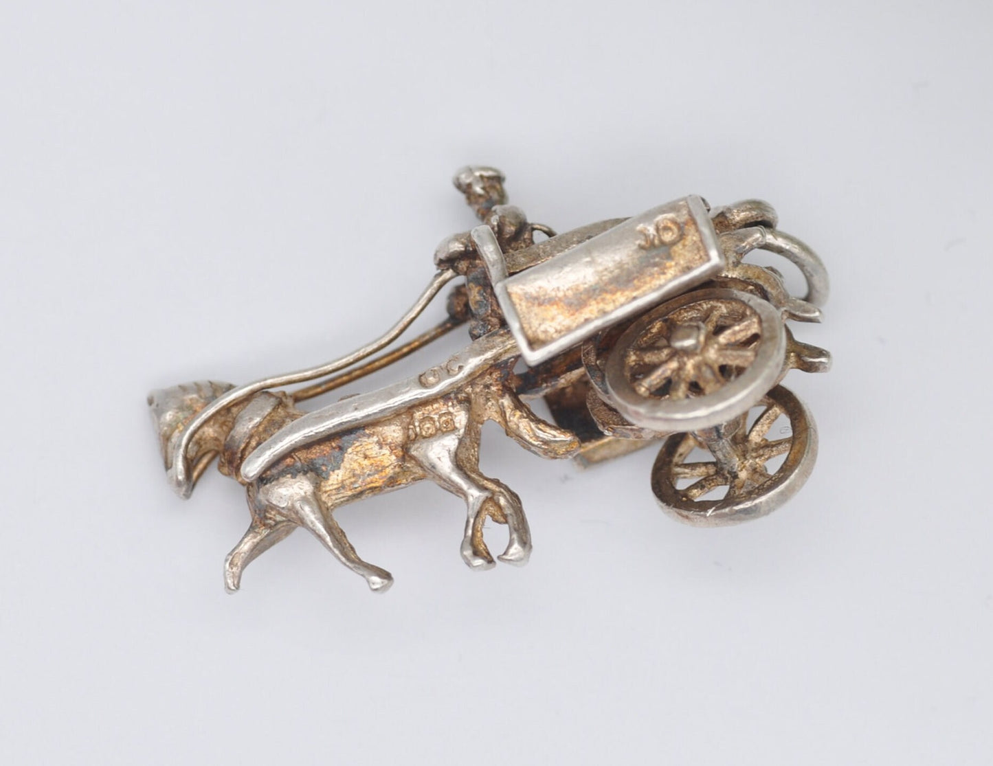 Vintage Sterling Silver Horse and Carriage Charm / Pendant - Animal / Nature / Charm Bracelet