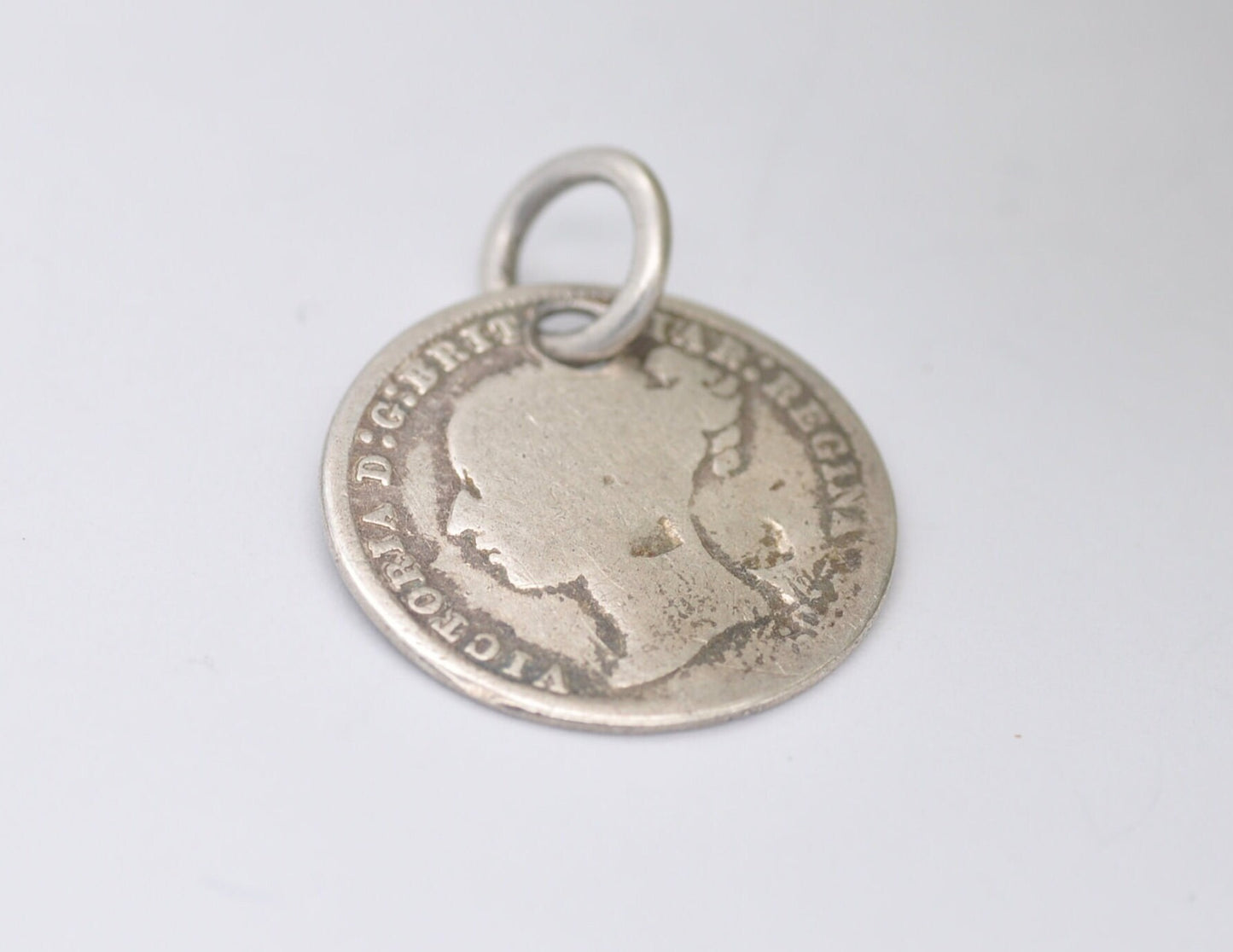 Antique Victorian Silver Three Pence 1875 Coin Charm / Pendant - Victoria | Coin Jewellery | Royal Family | Royalty | Charm Bracelet