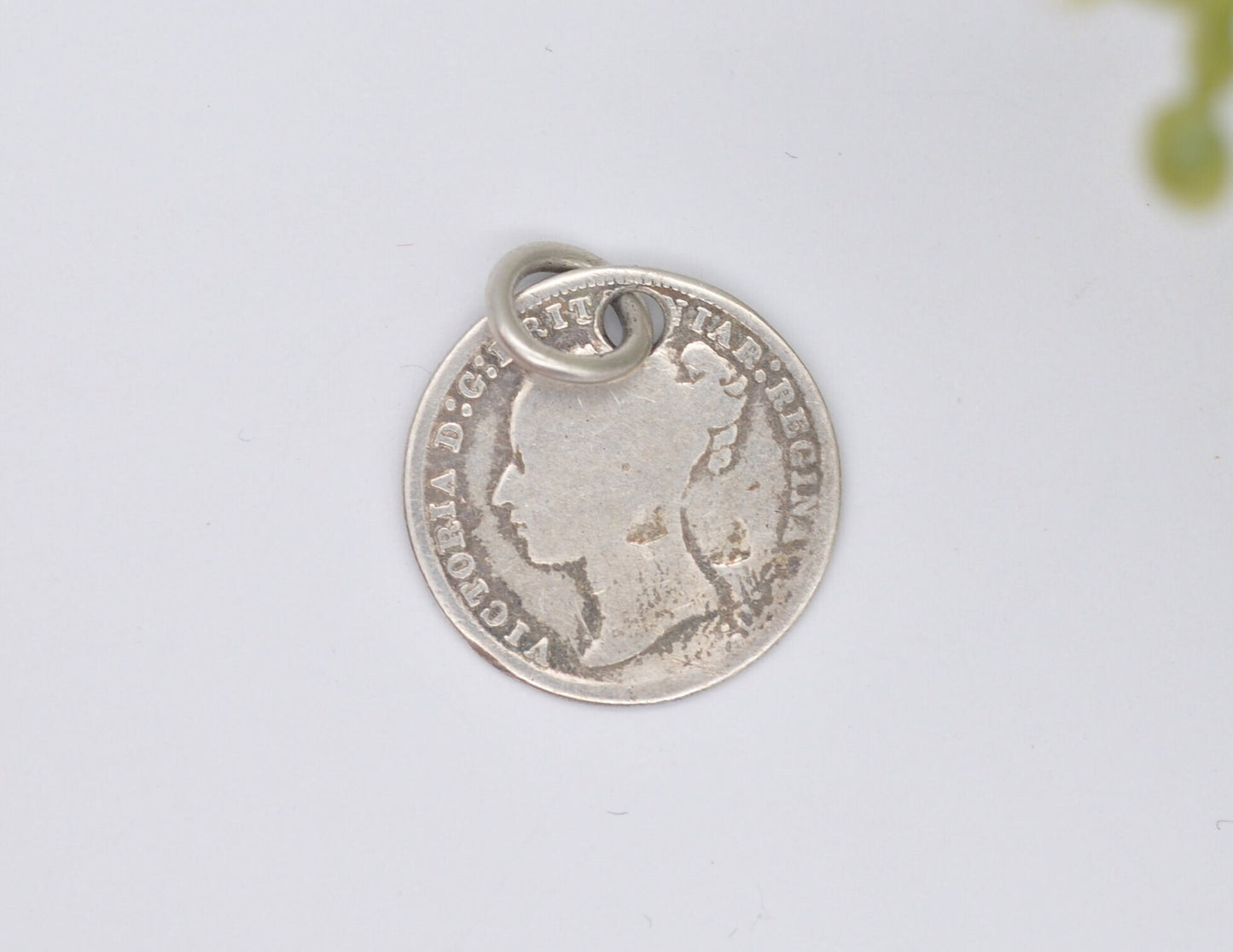 Antique Victorian Silver Three Pence 1875 Coin Charm / Pendant - Victoria | Coin Jewellery | Royal Family | Royalty | Charm Bracelet