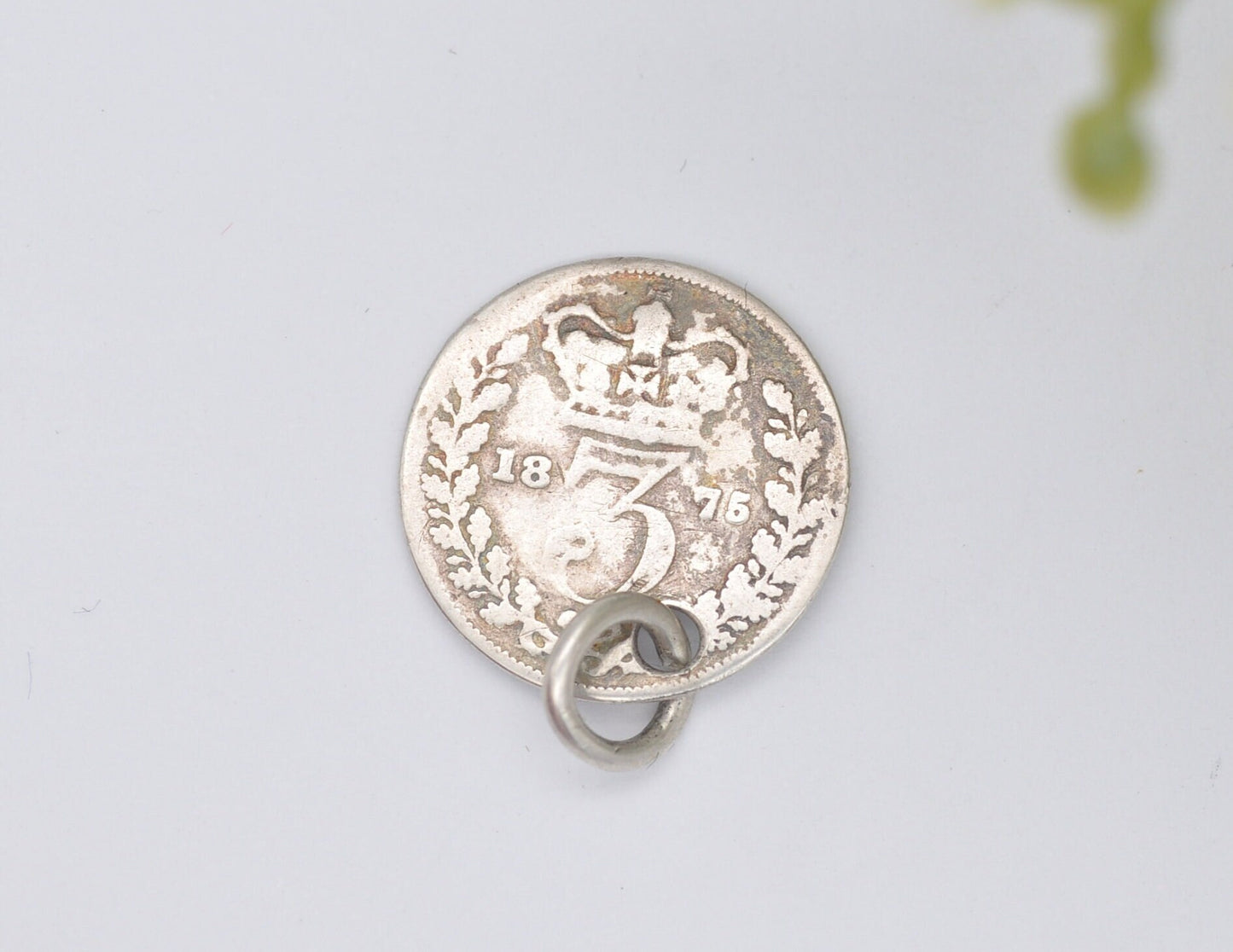 Antique Victorian Silver Three Pence 1875 Coin Charm / Pendant - Victoria | Coin Jewellery | Royal Family | Royalty | Charm Bracelet