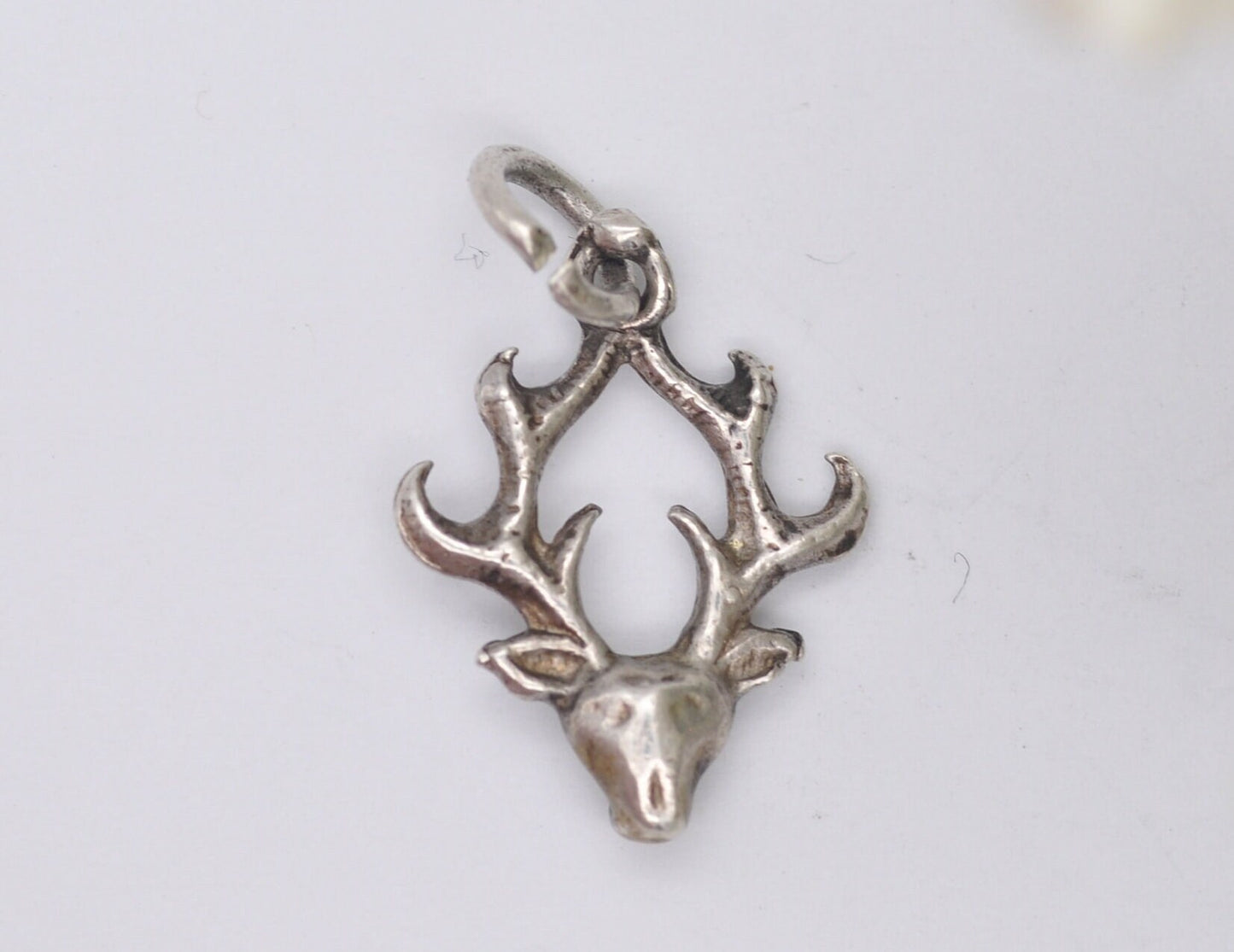 Vintage Sterling Silver Stag Head Charm / Pendant - Deer / Scottish / Antlers / Woodland / Animal / Charm Bracelet