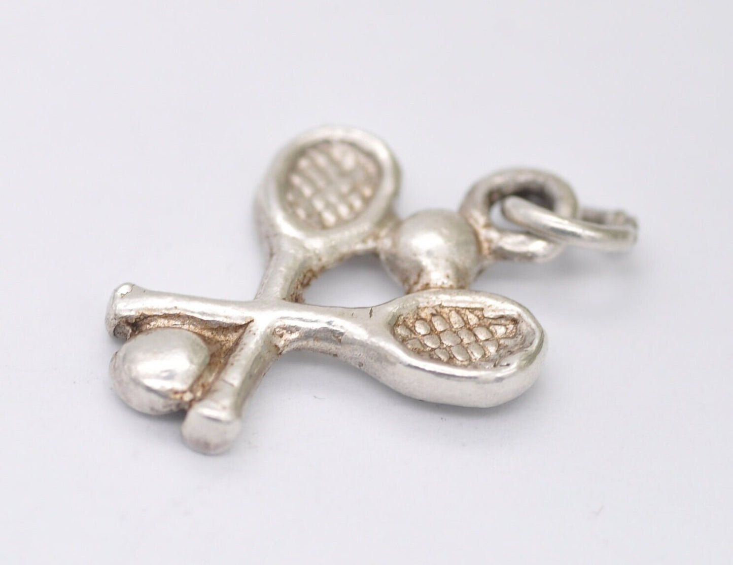 Vintage Sterling Silver Tennis Charm / Pendant - Bat / Ball / Sport / Charm Bracelet