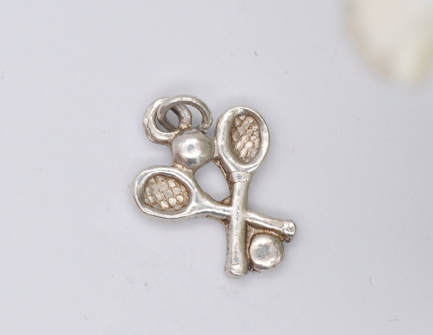 Vintage Sterling Silver Tennis Charm / Pendant - Bat / Ball / Sport / Charm Bracelet