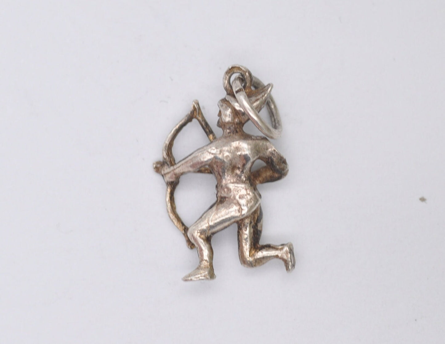 Vintage Silver Archer Charm / Pendant - Bow and Arrow / Warrior / Fighter / Mythological / Charm Bracelet