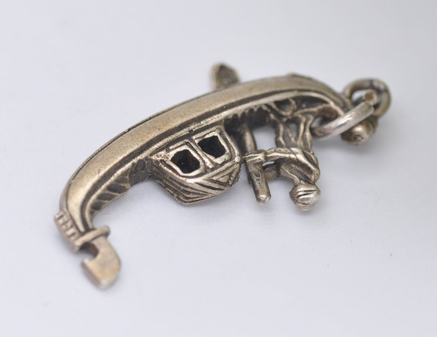 Vintage Silver Gondola Charm - Boat / Venice / Canal / Italy / Detailed / 835 / for Charm Bracelet