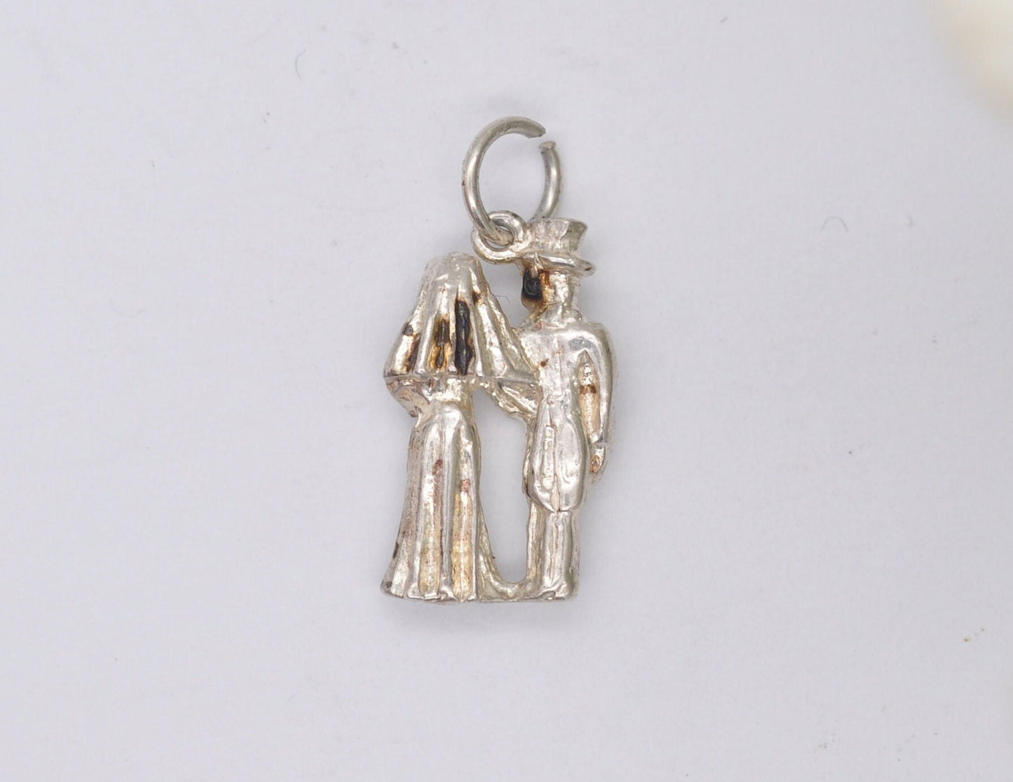 Vintage Silver Married Couple Charm / Pendant - Wedding / Newly Wed / Partners / Love / Charm Bracelet
