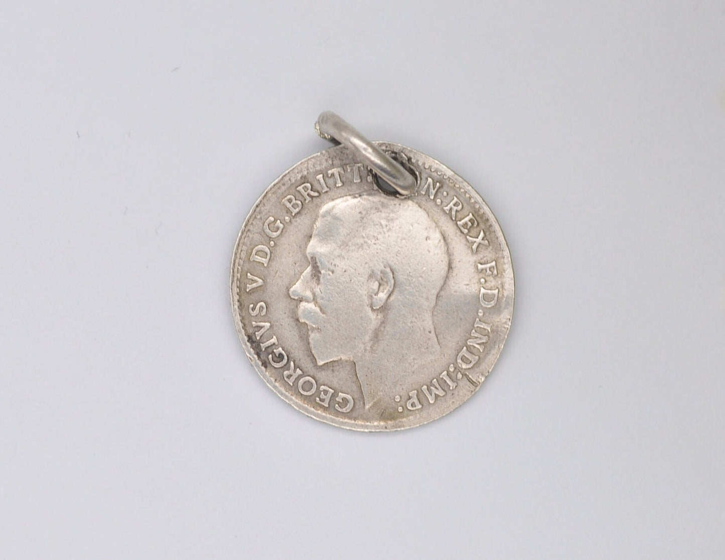 Vintage Silver George V Three Pence 1920 Coin Charm / Pendant - 3 Pence / King / English / British / Royalty / Charm Bracelet