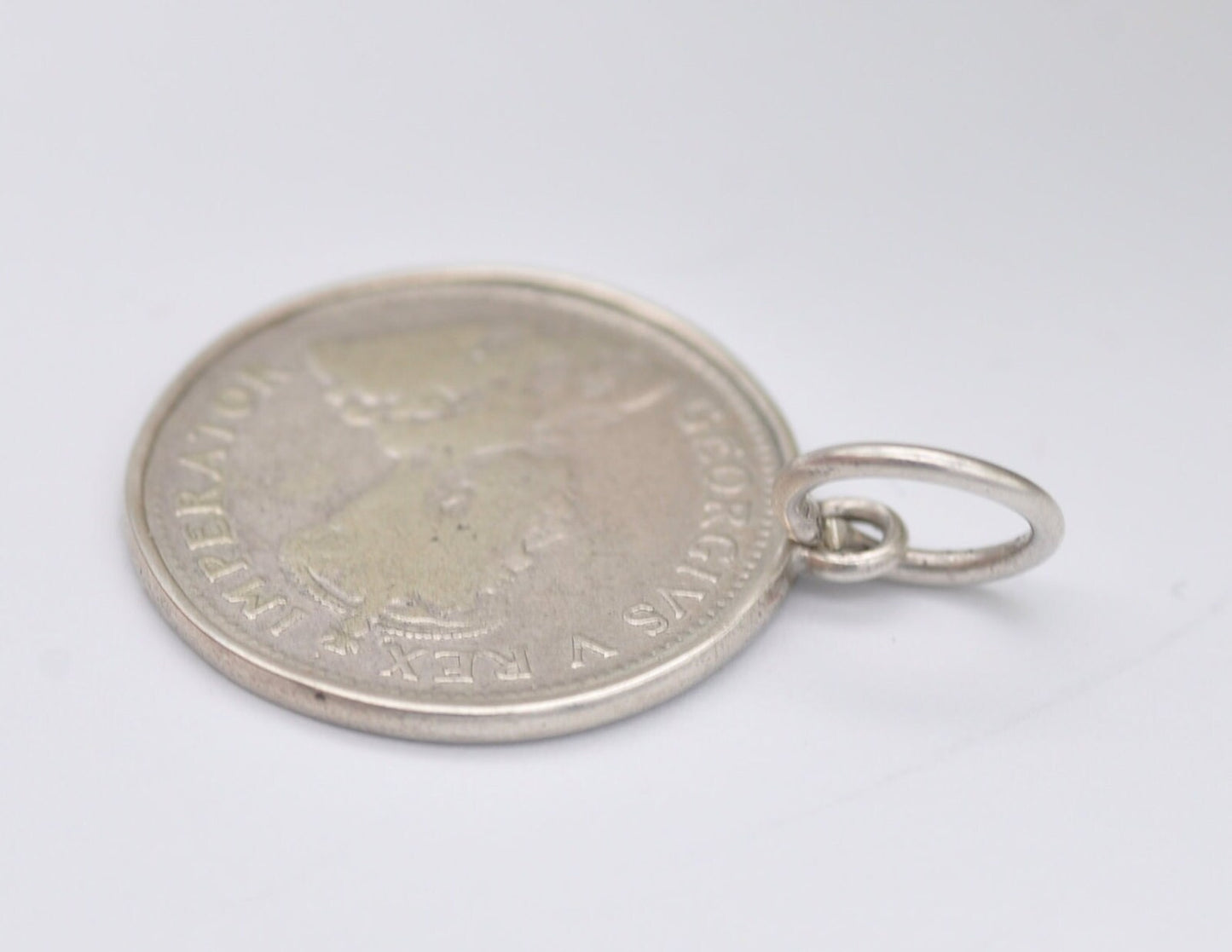 Vintage Silver South Africa George V Three Pence 1933 Coin Charm / Pendant - 3 Pence / King / English / British / Royalty / Charm Bracelet