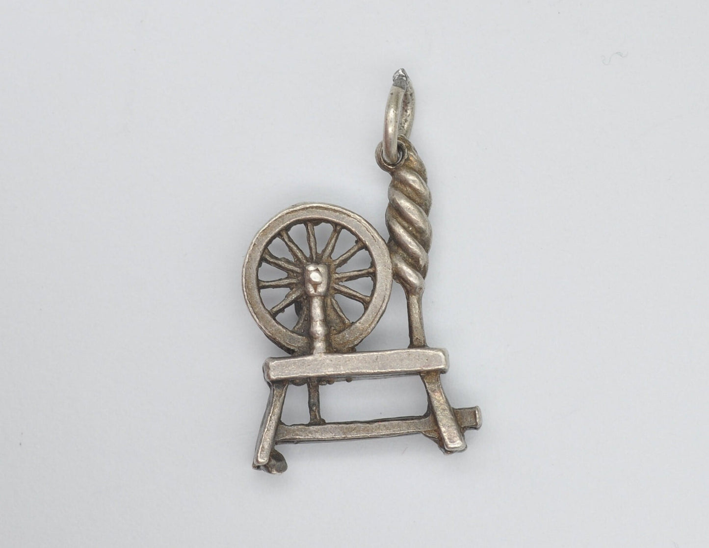 Vintage Silver Spinning Wheel Charm / Pendant - Disney / Sleeping Beauty / Charm Bracelet / Aurora / Detailed